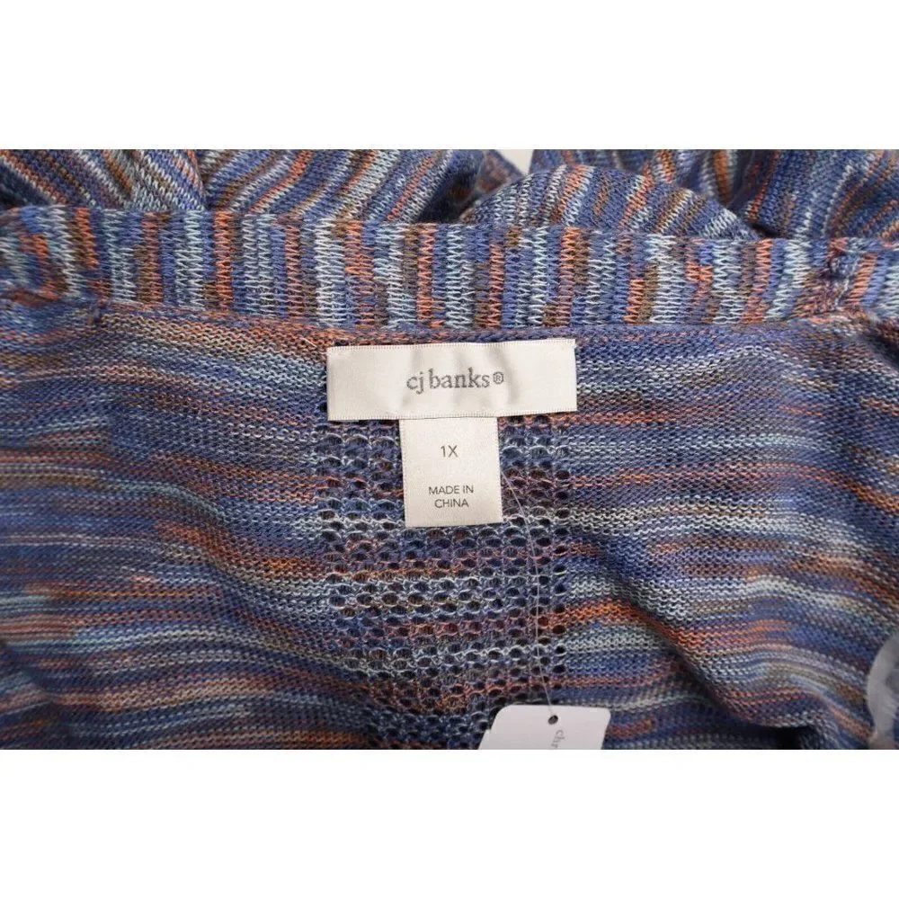 CJ Banks Womens Cardigan Sweater Open Front 1X 16 18W Multi-Color NWT